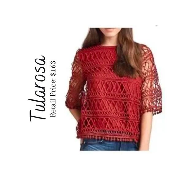 NWOT Tularosa Pom Pom Trimmed Blouse - Picture 1 of 13